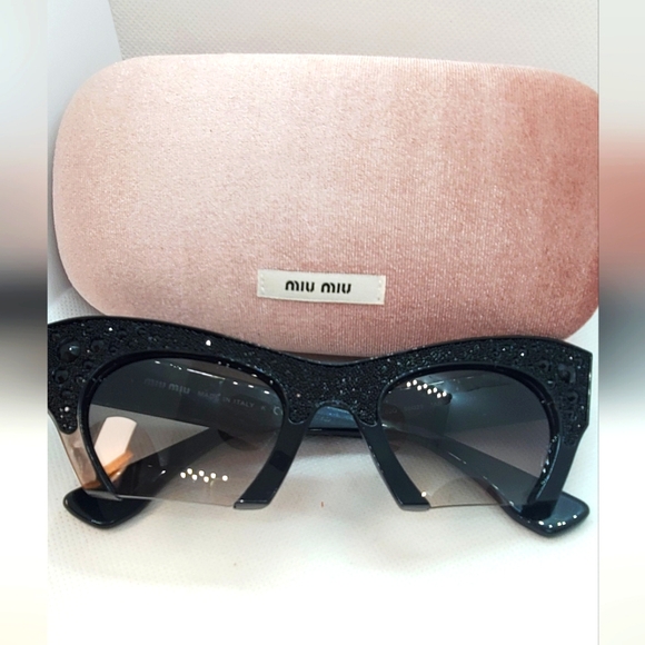 MIU MIU -RASOIR Rock Sunglasses Cat Eye with black rhinestones-Frame and lens - Picture 3 of 11